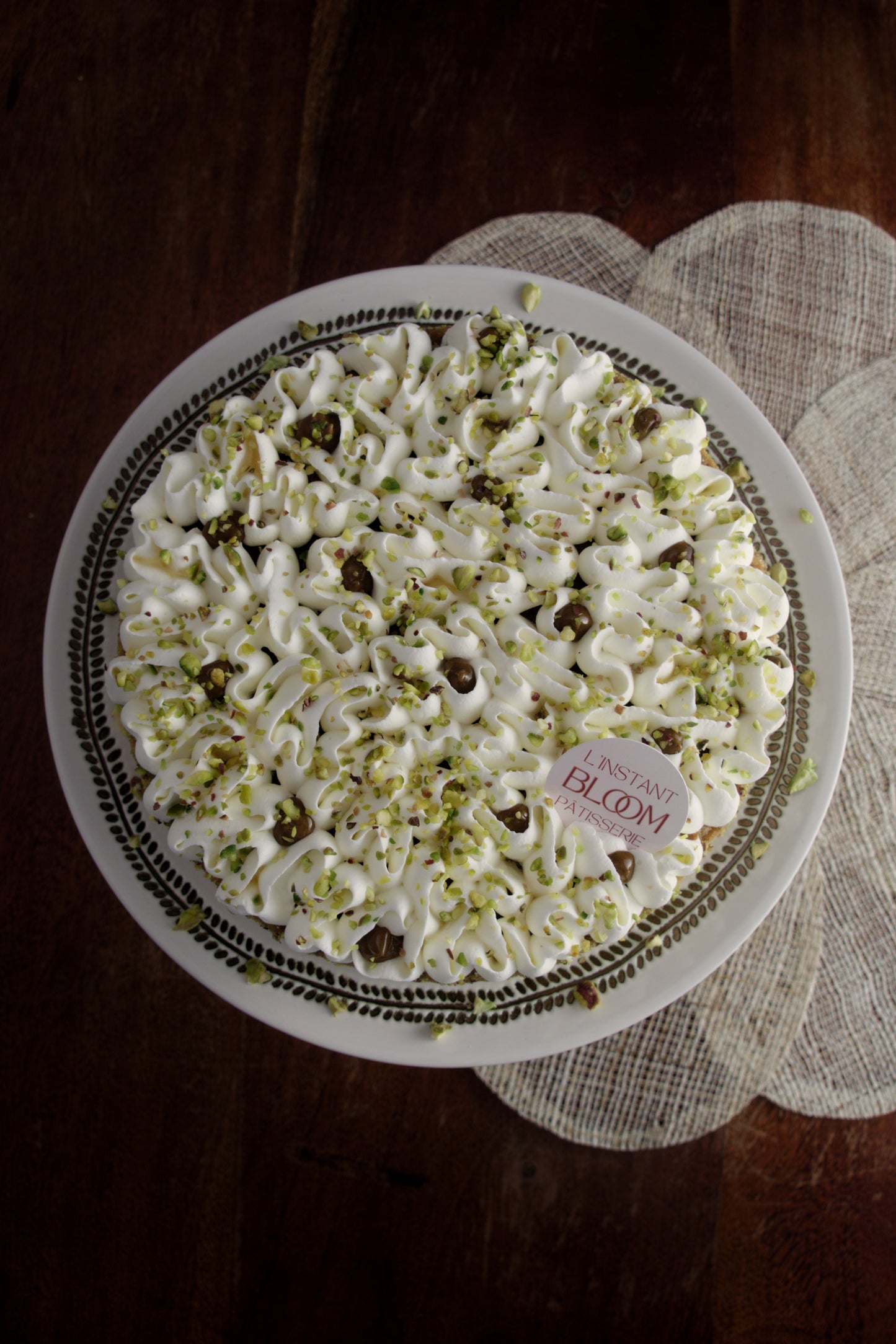 Tarte Pistache-Fleur d'Oranger-Miel