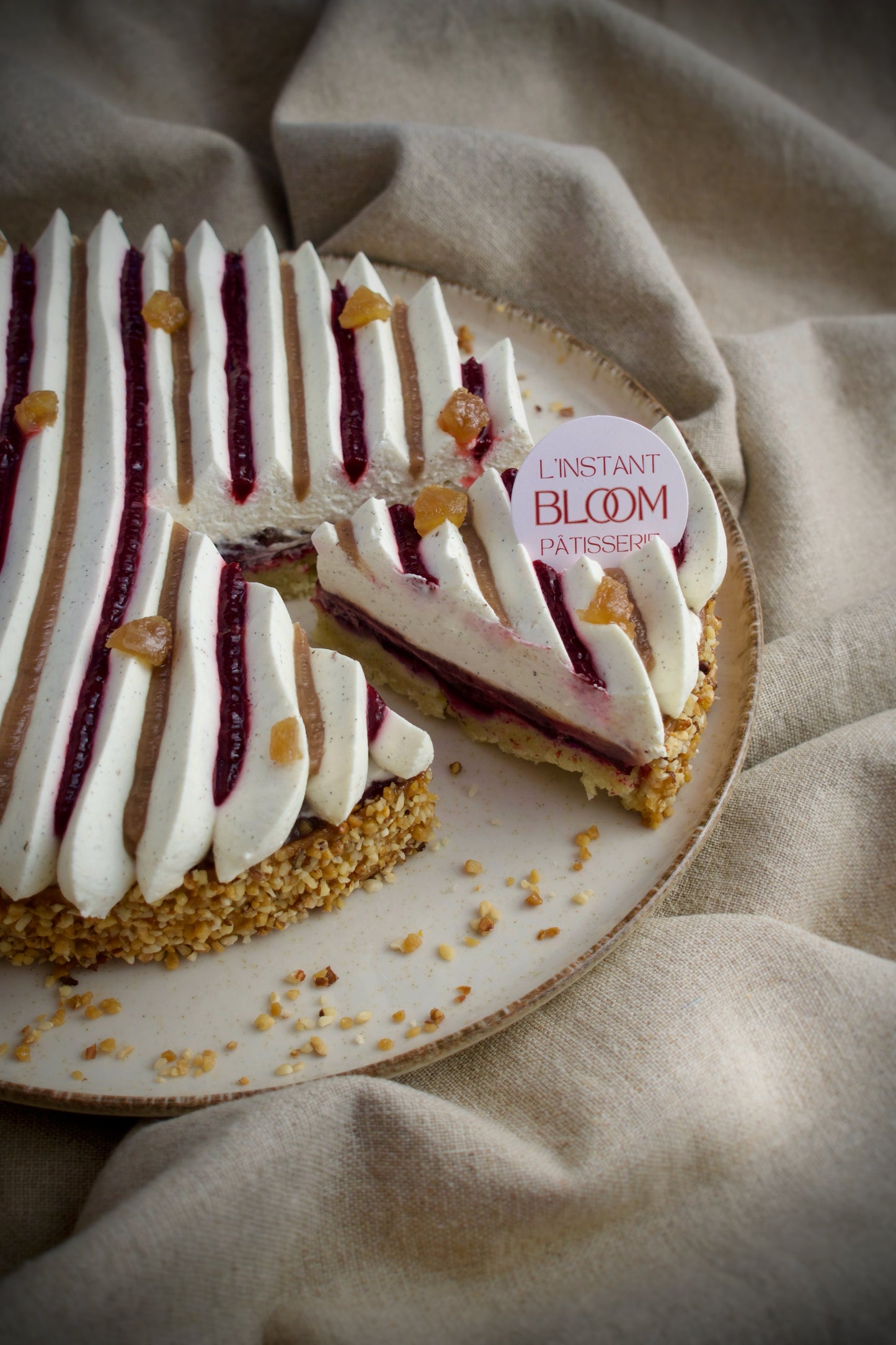 Tarte Poire Amandine Crème de Marron Fruits rouges